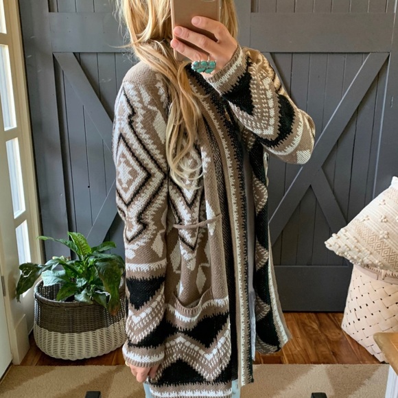 New Aztec Tribal Boho Western Cardigan Sweater Southwest Coat - Picture 9 of 12